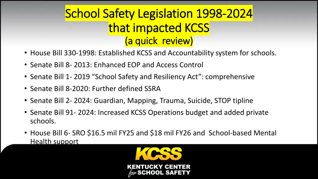 school safety legislation 1998 school safety