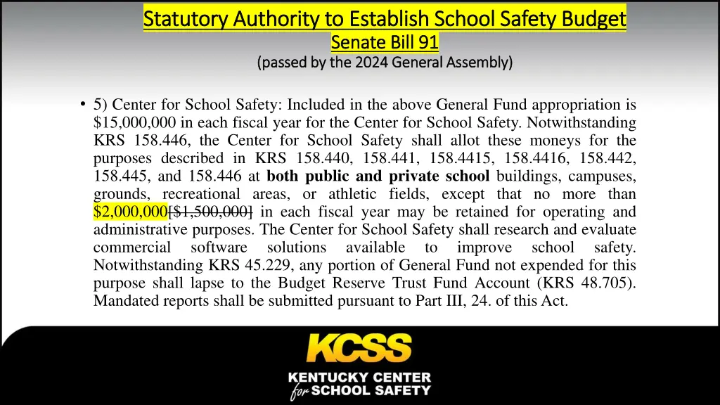 statutory authority to establish school safety
