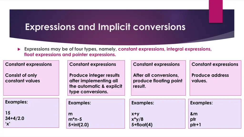 expressions and implicit conversions