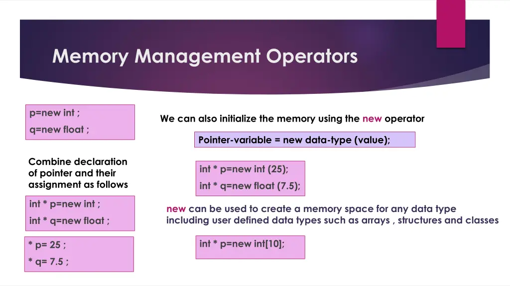 memory management operators 1