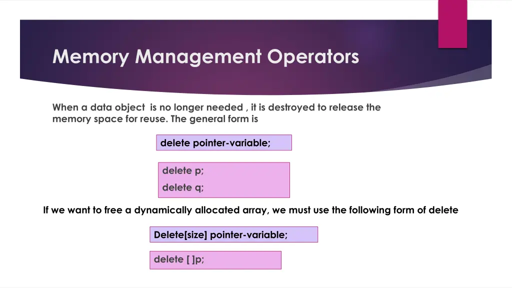 memory management operators 3