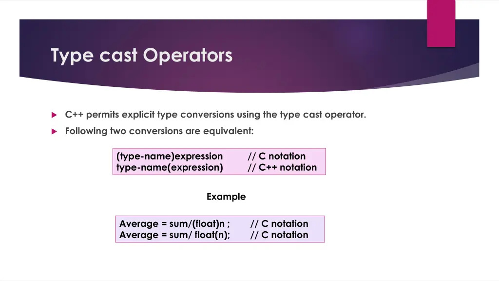 type cast operators