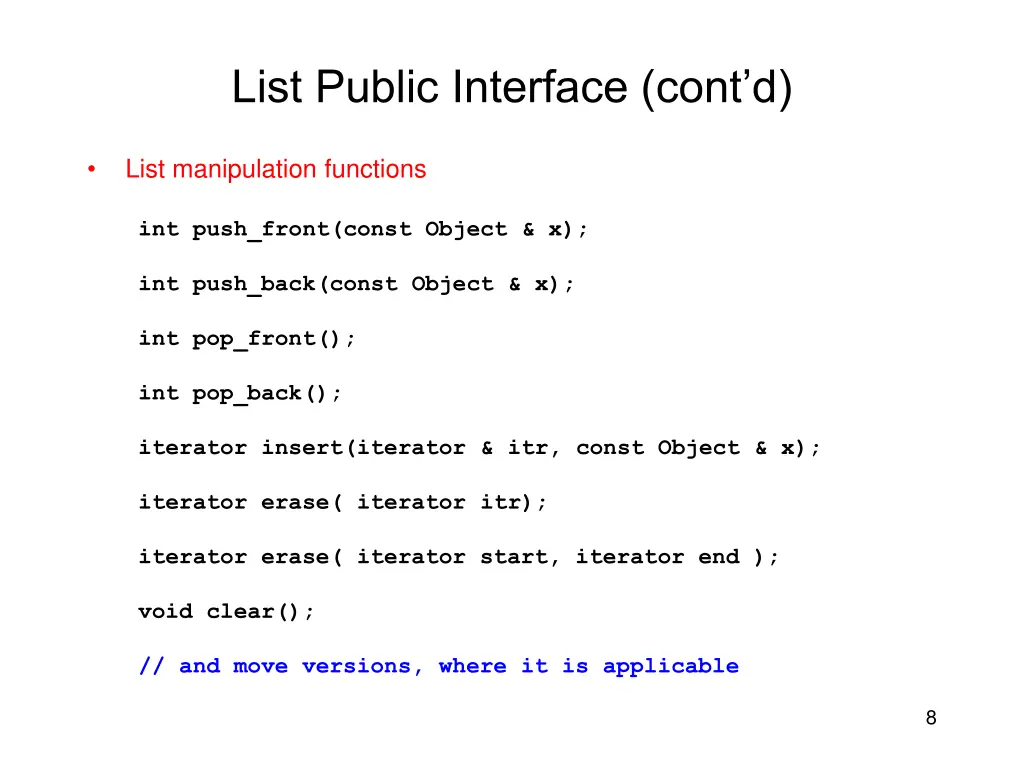 list public interface cont d 1