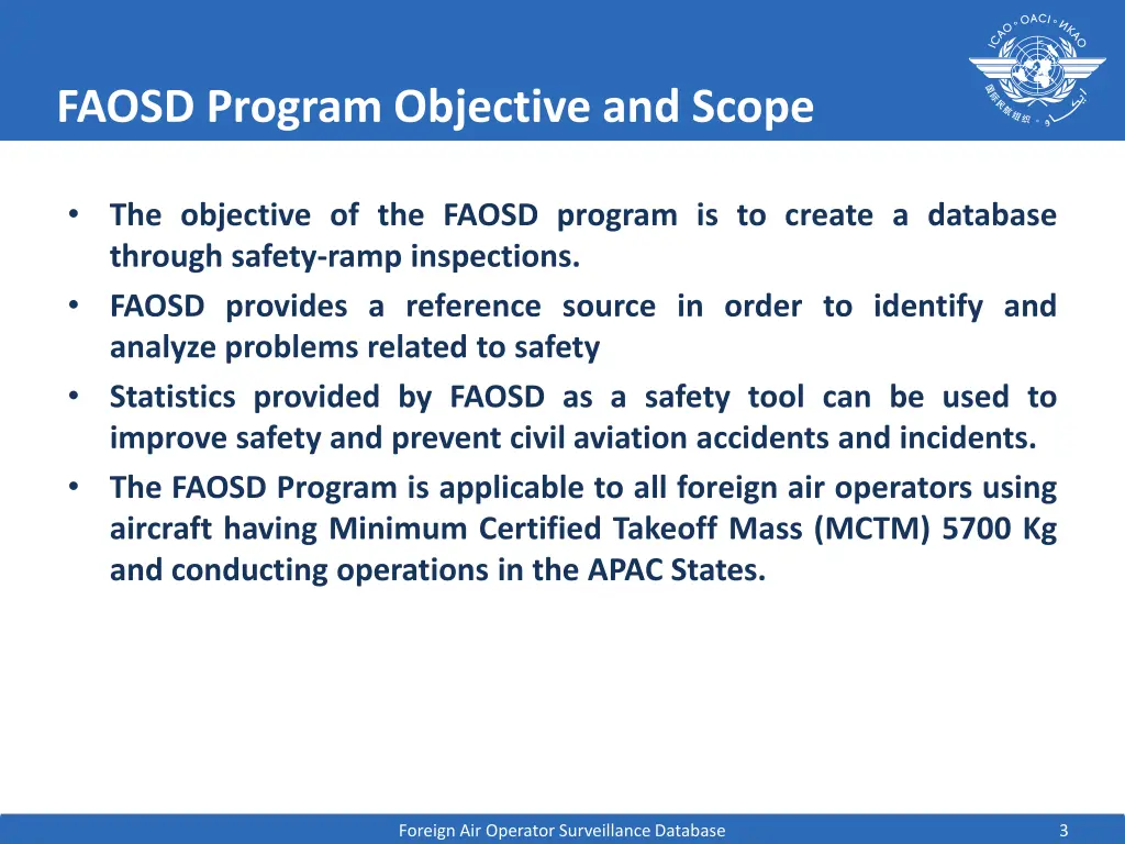 faosd program objective and scope