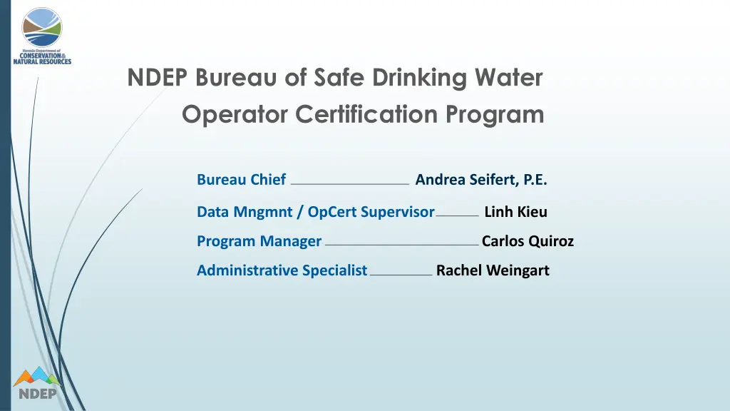 ndep bureau of safe drinking water operator