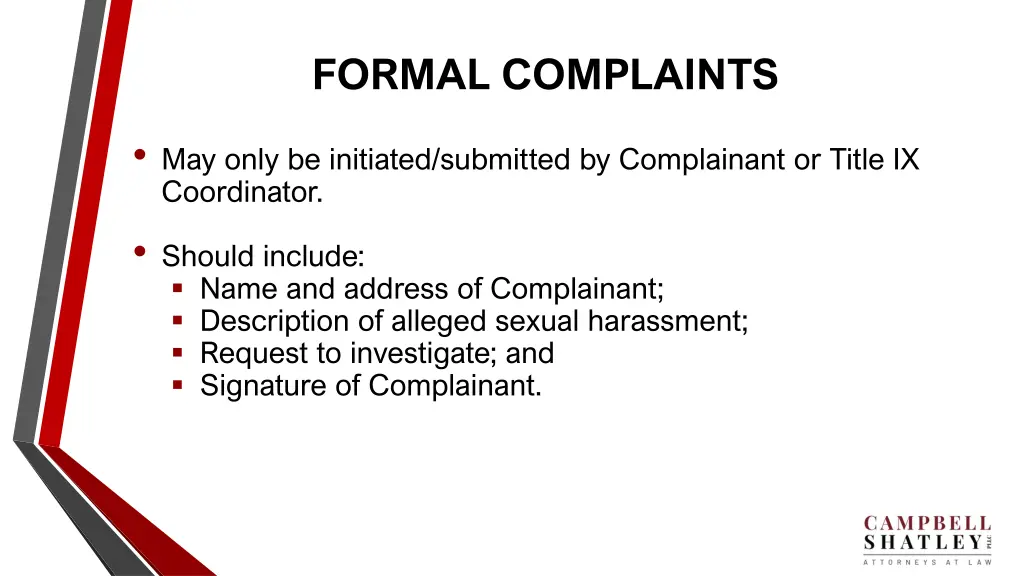 formal complaints