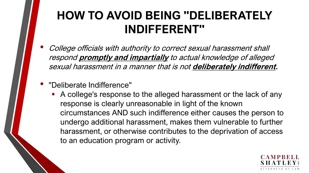 how to avoid being deliberately indifferent