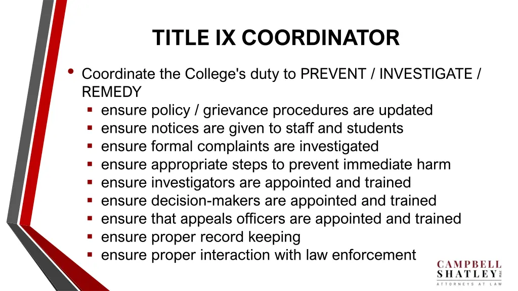 title ix coordinator coordinate the college