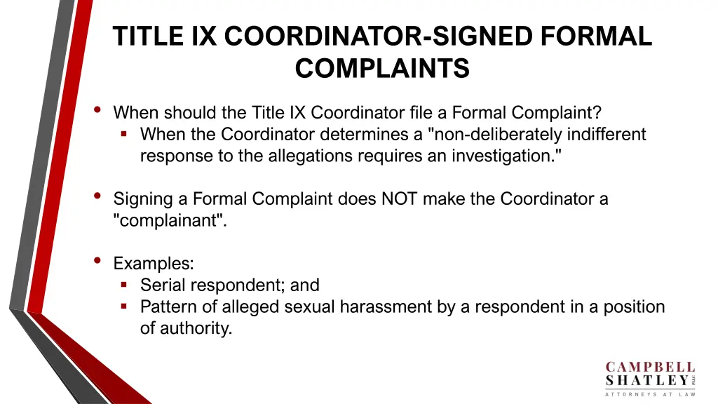 title ix coordinator signed formal complaints