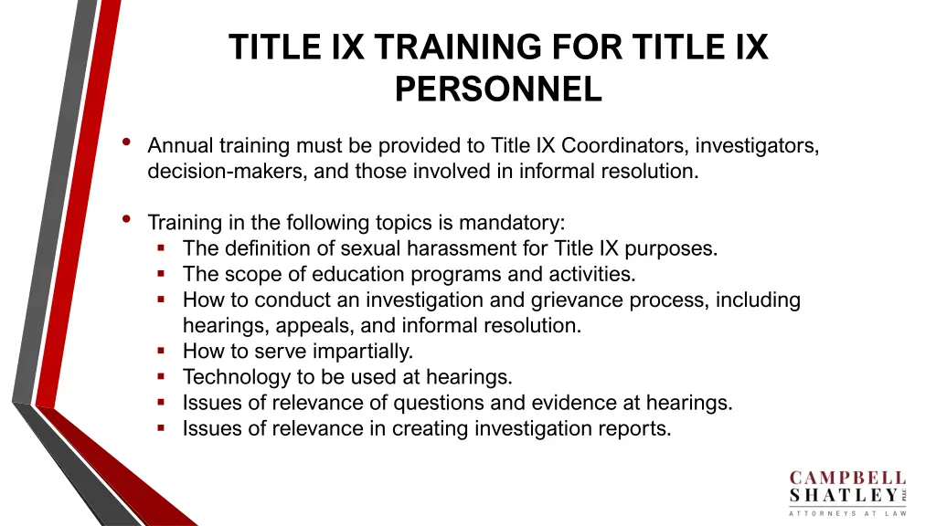 title ix training for title ix personnel annual