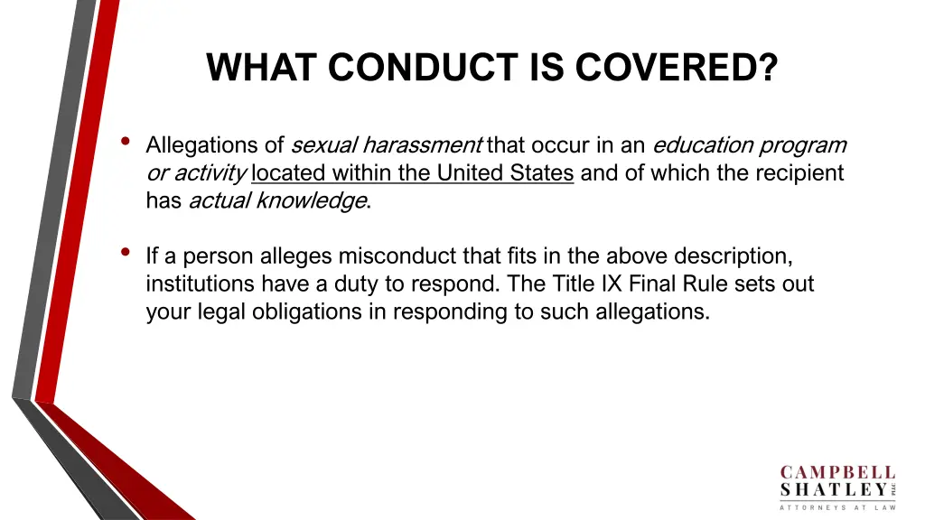 what conduct is covered