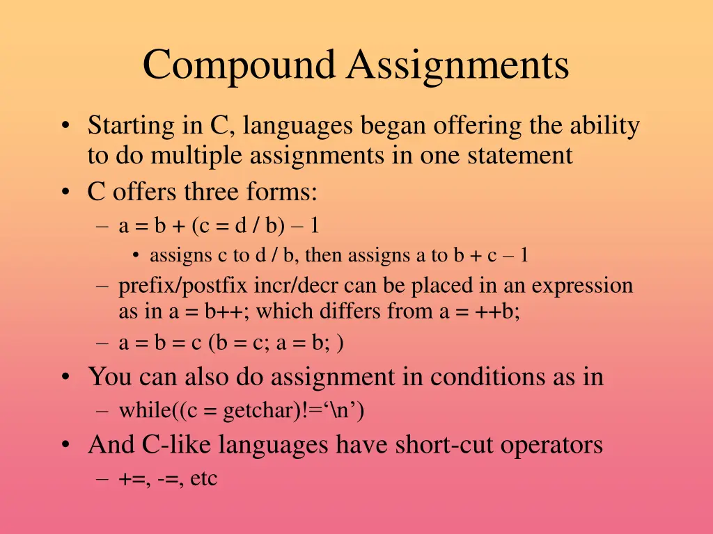 compound assignments