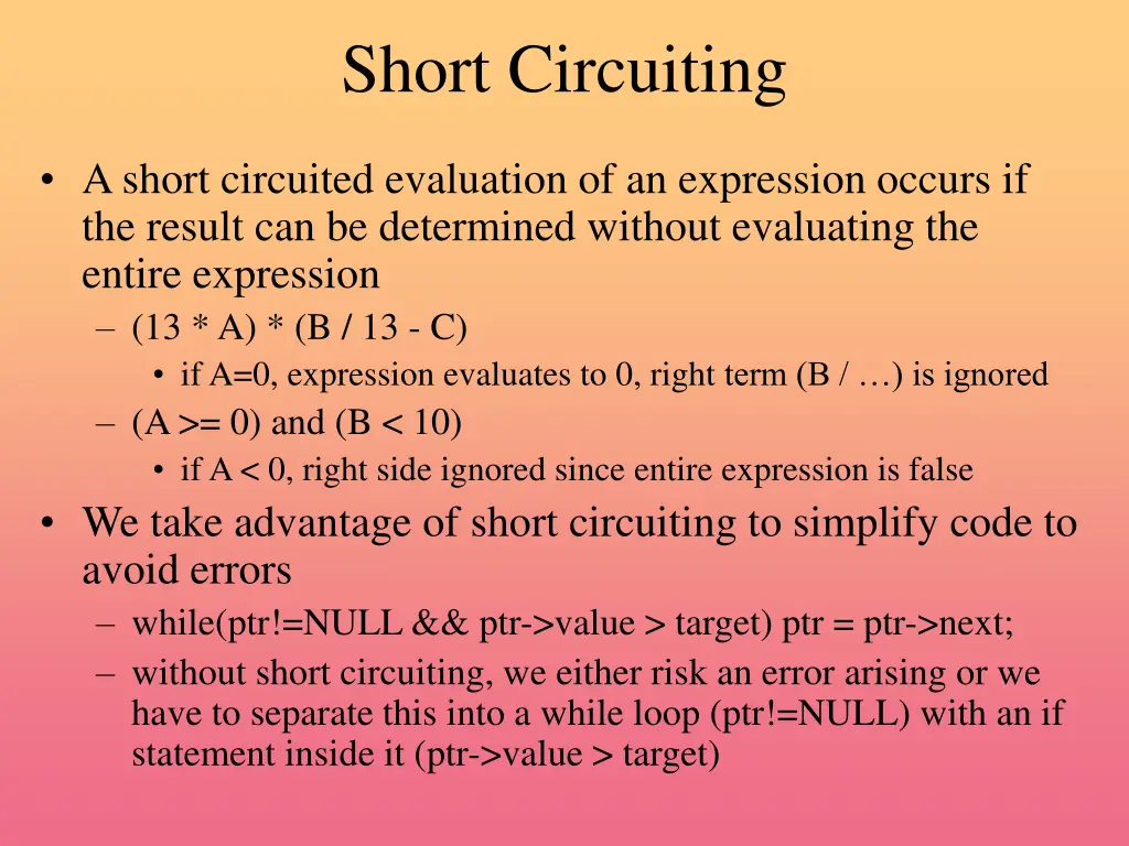short circuiting