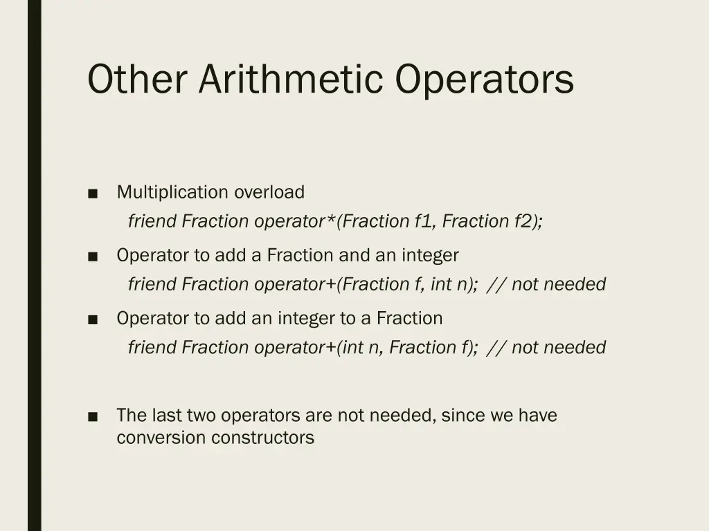 other arithmetic operators