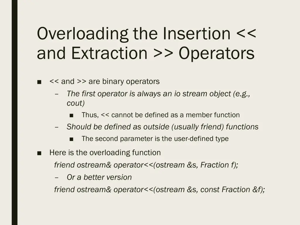 overloading the insertion and extraction operators 1