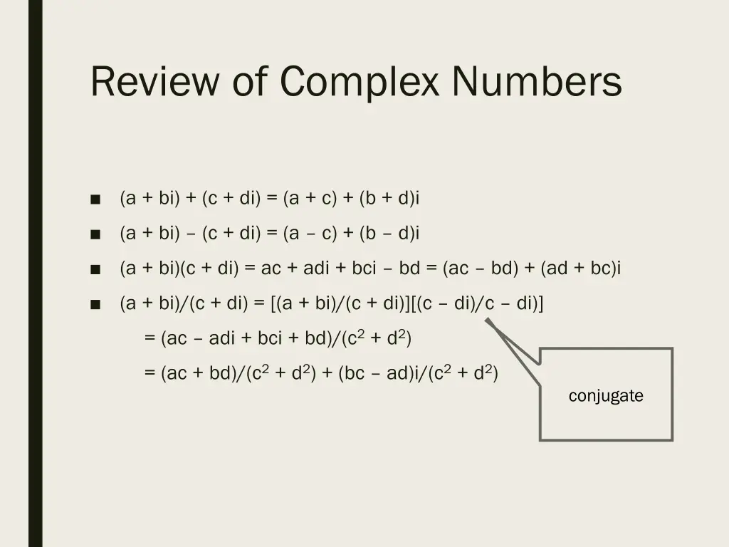 review of complex numbers