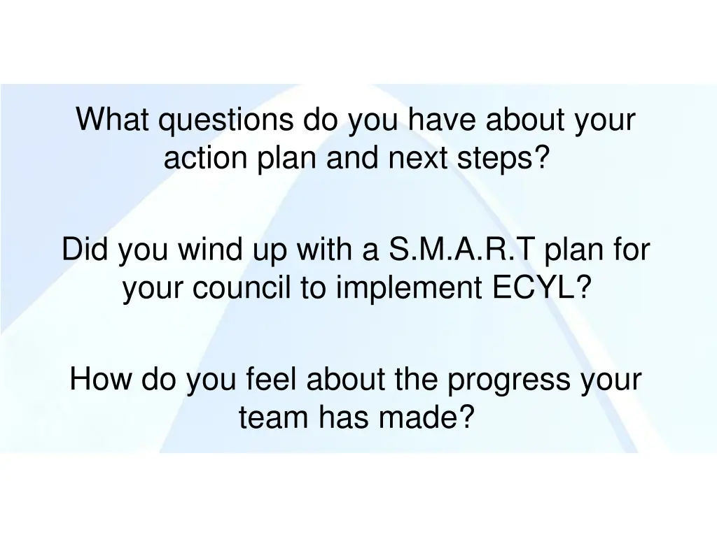 what questions do you have about your action plan