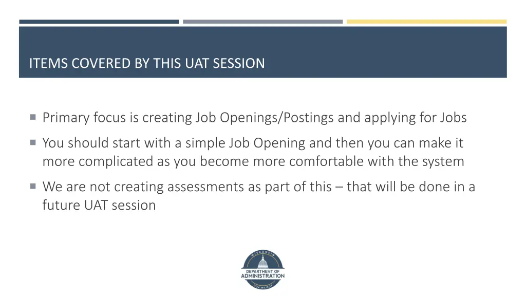 items covered by this uat session