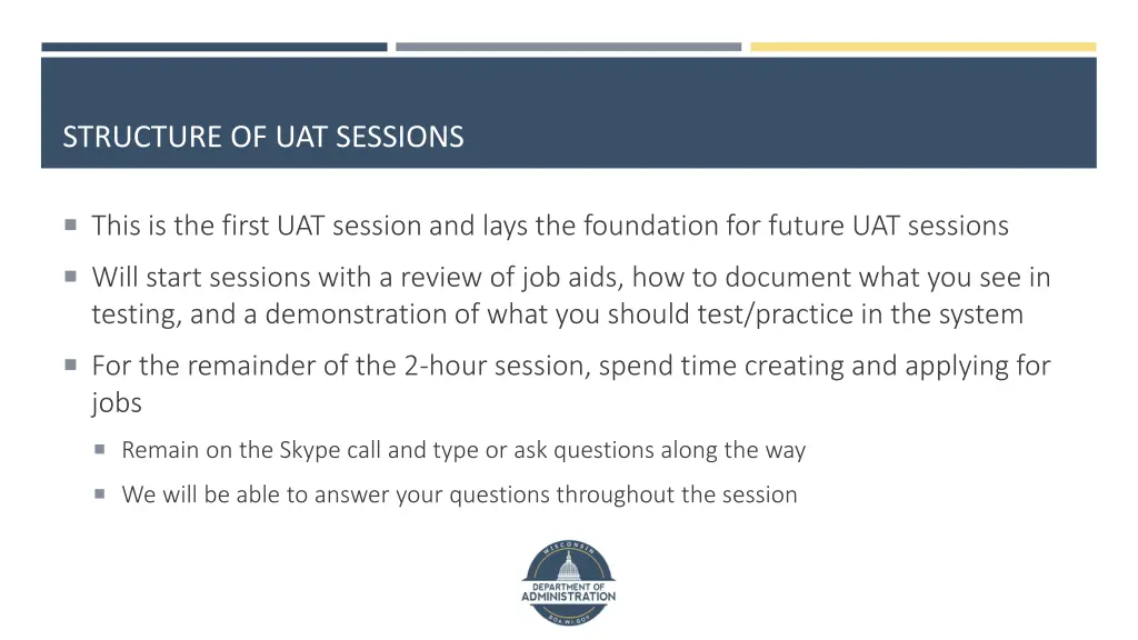 structure of uat sessions