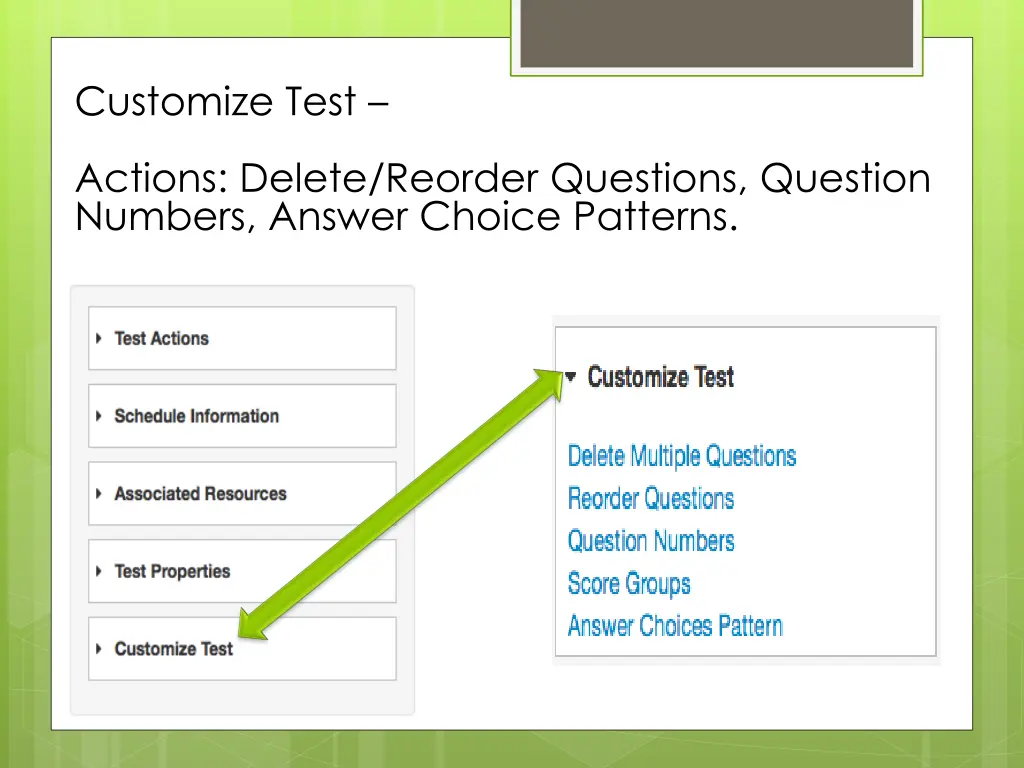 customize test
