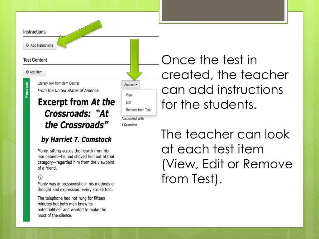 once the test in created the teacher