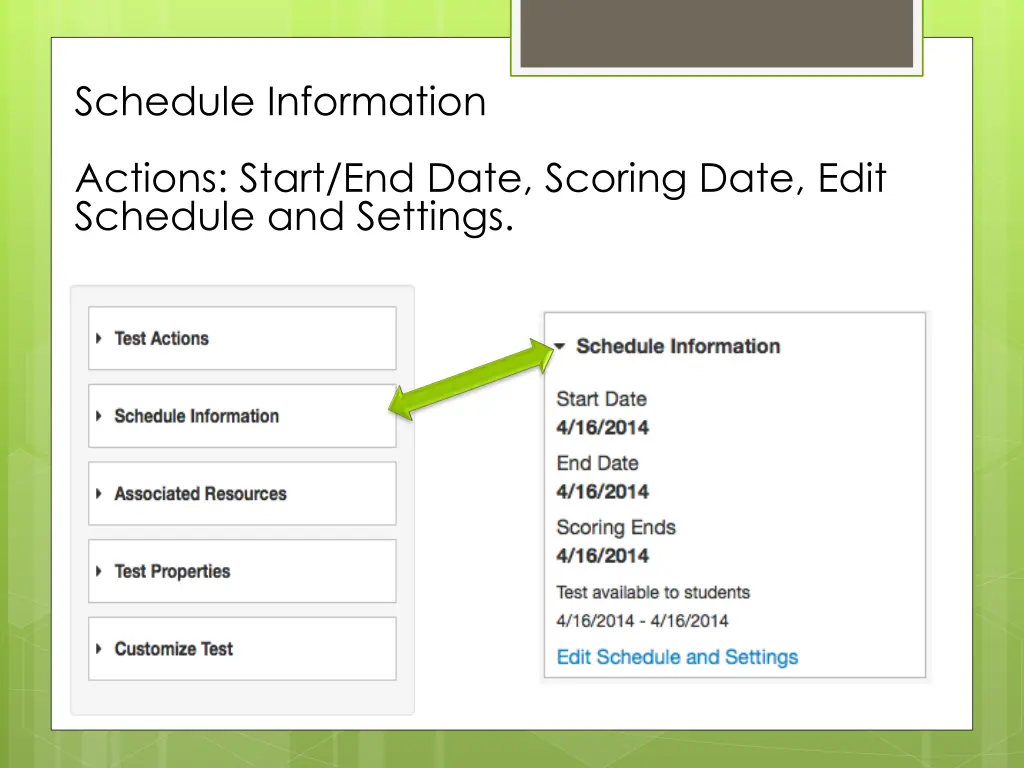 schedule information