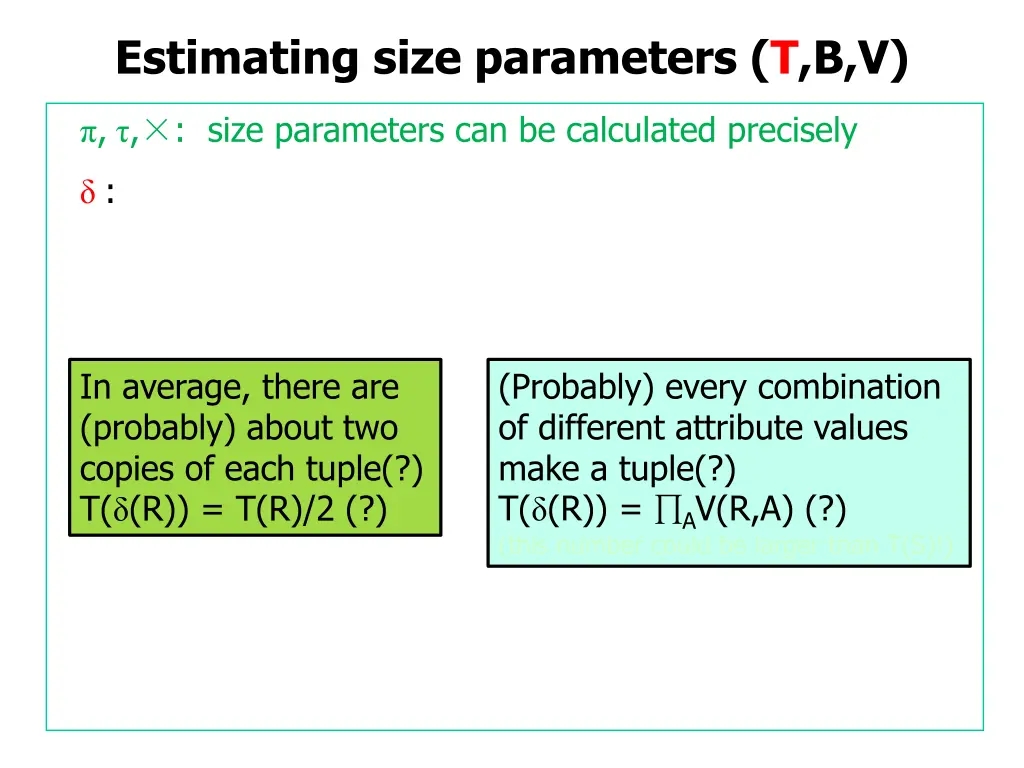 estimating size parameters t b v 14