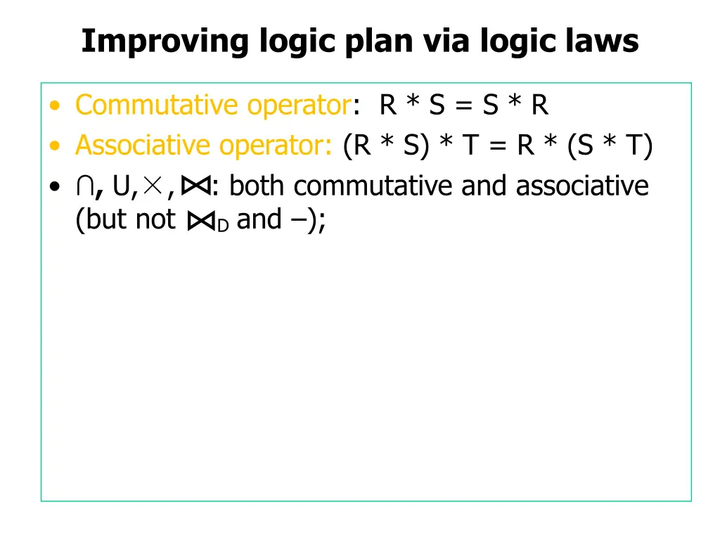 improving logic plan via logic laws 1