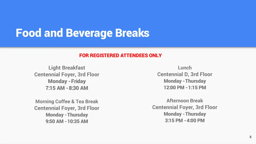 food and beverage breaks