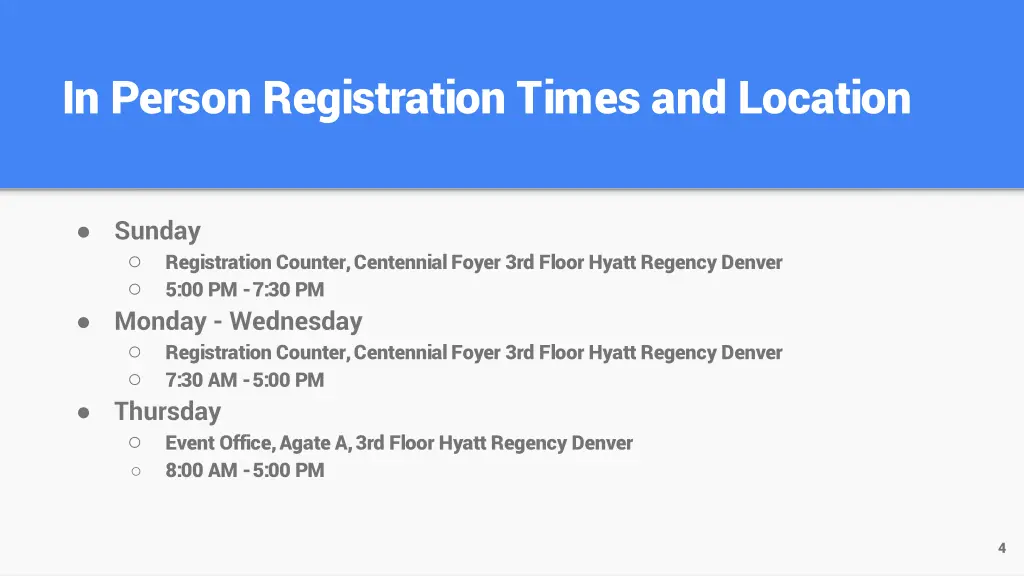 in person registration times and location