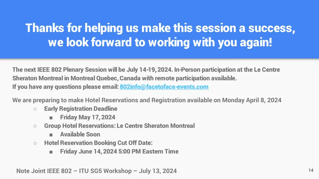 thanks for helping us make this session a success