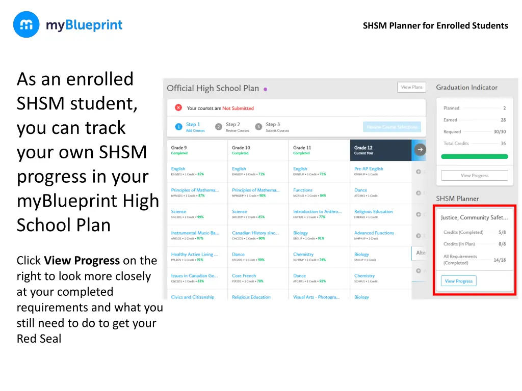 shsm planner for enrolled students