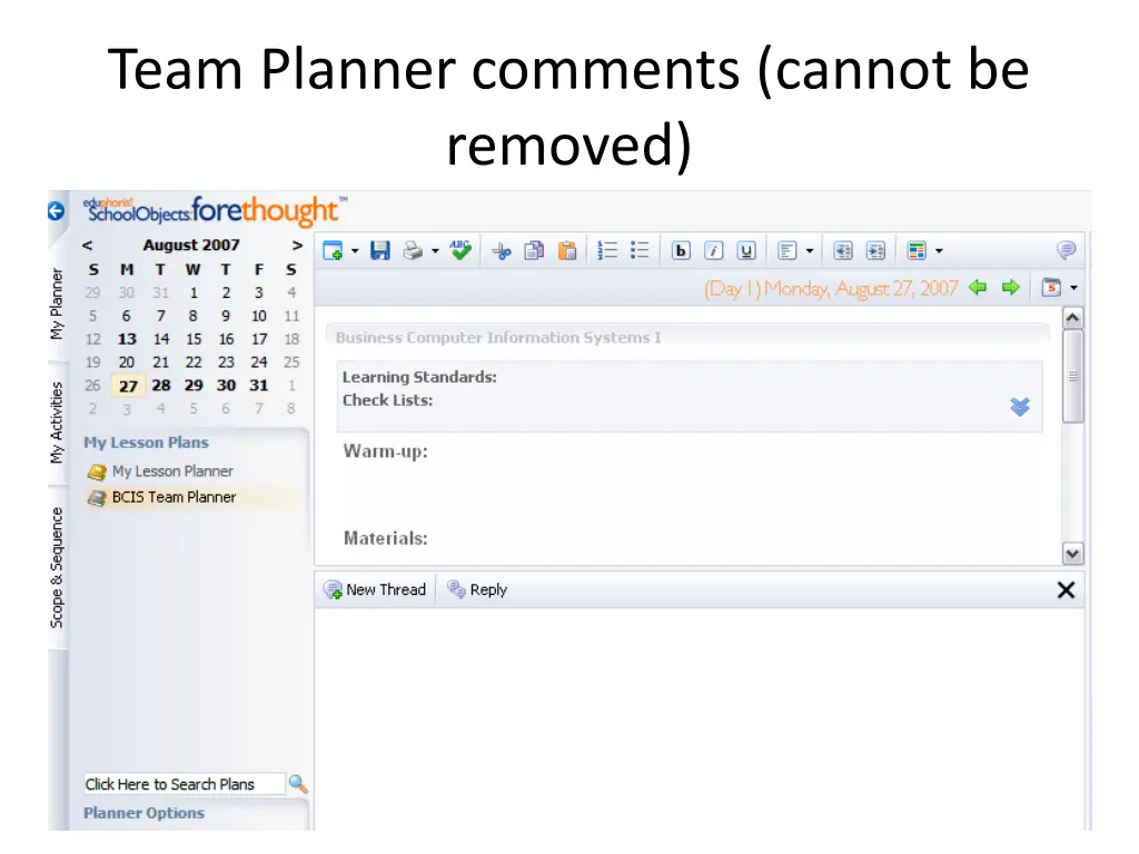 team planner comments cannot be removed