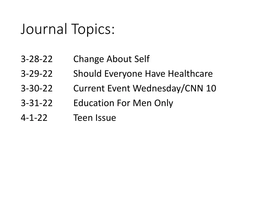 journal topics