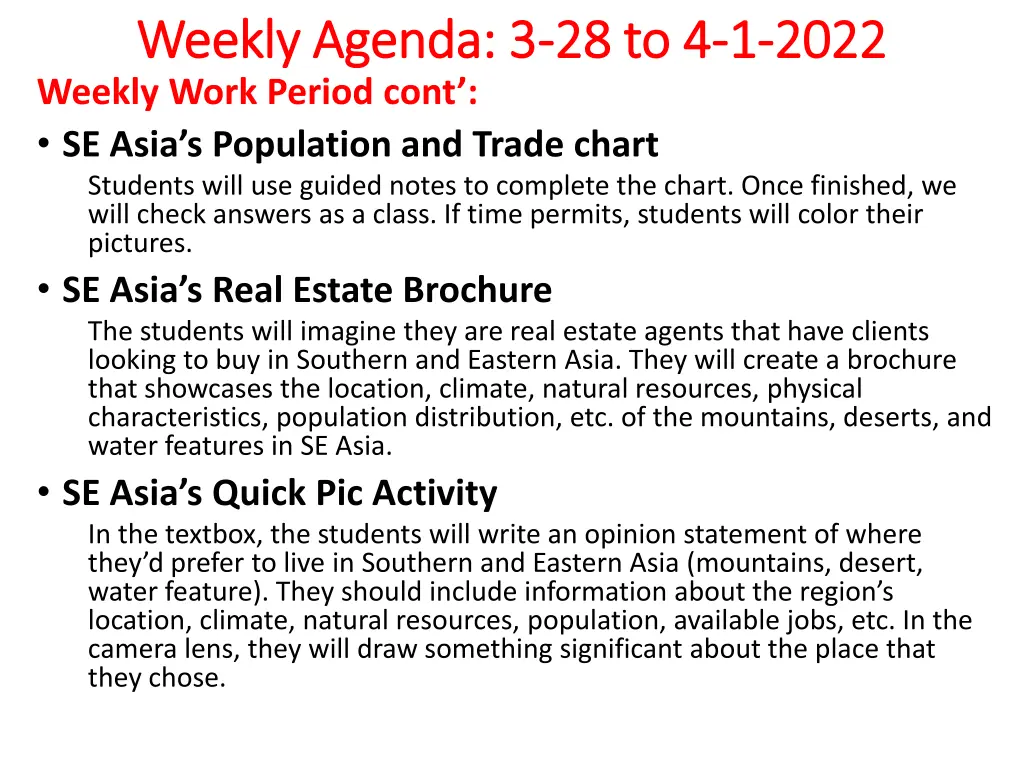 weekly agenda 3 weekly agenda 3 28 to 4 weekly 1