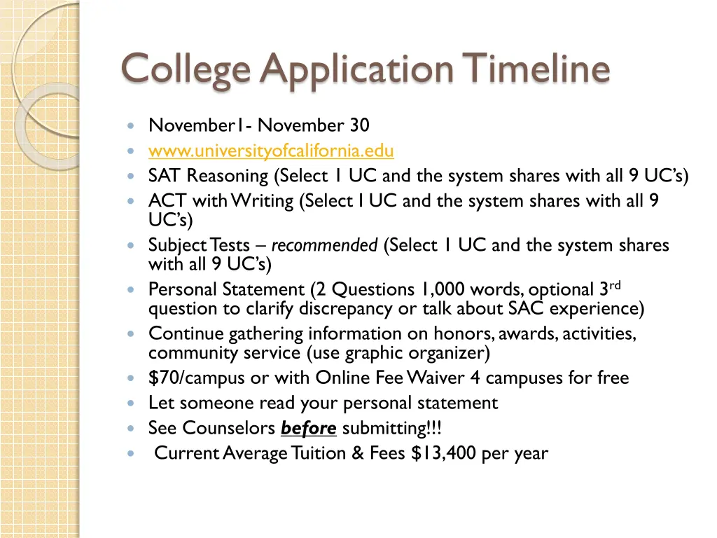 college application timeline