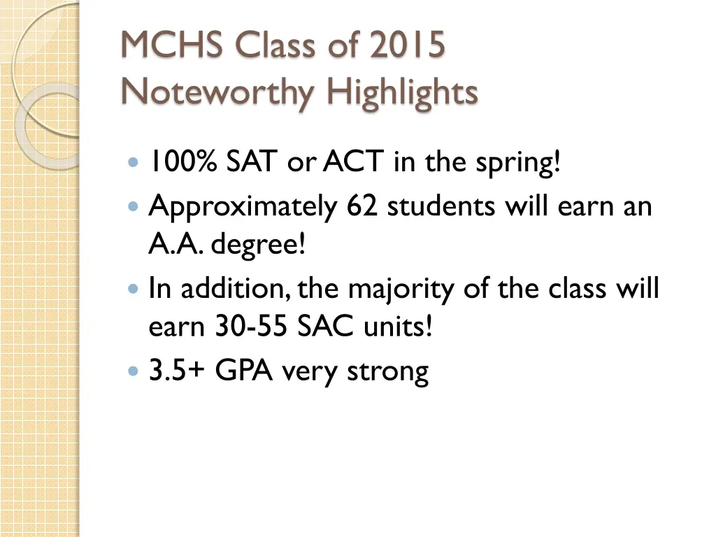 mchs class of 2015 noteworthy highlights