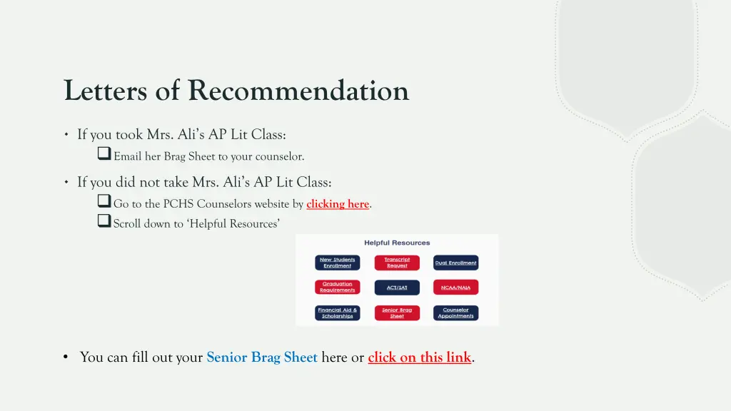 letters of recommendation