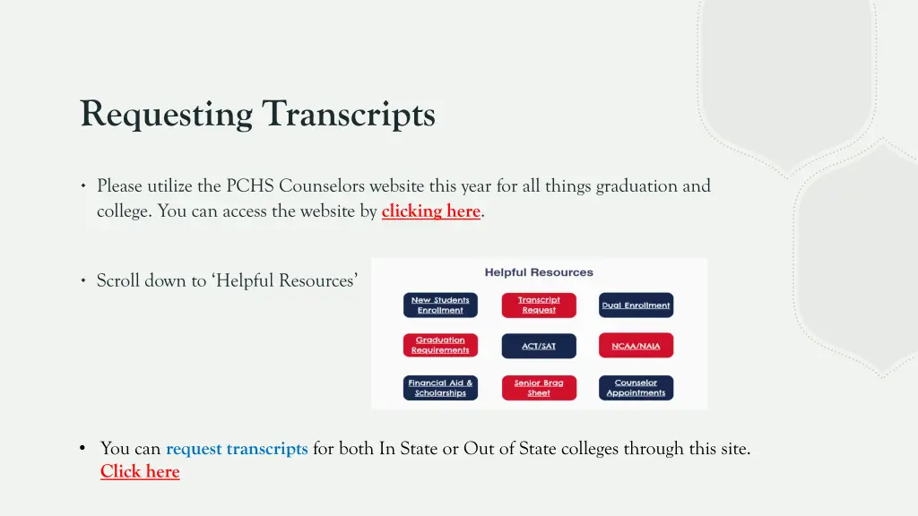 requesting transcripts
