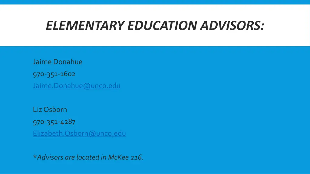 elementary education advisors