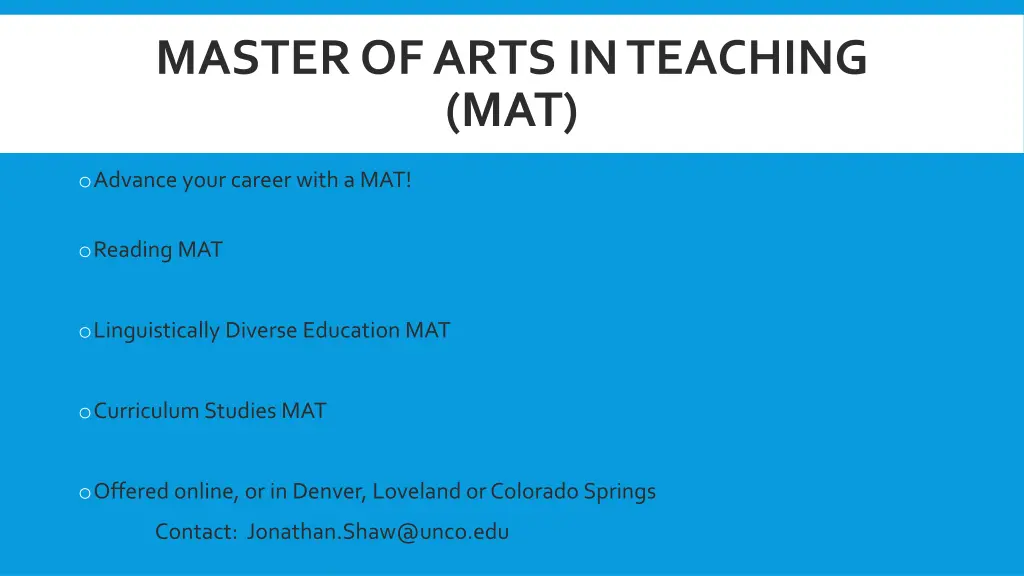 master of arts in teaching mat