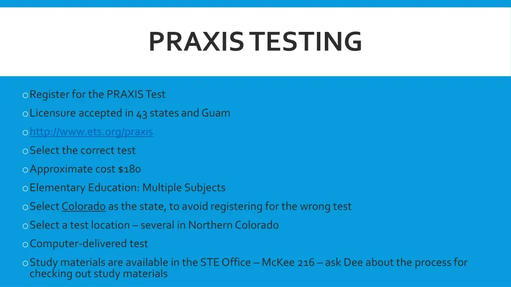 praxis testing