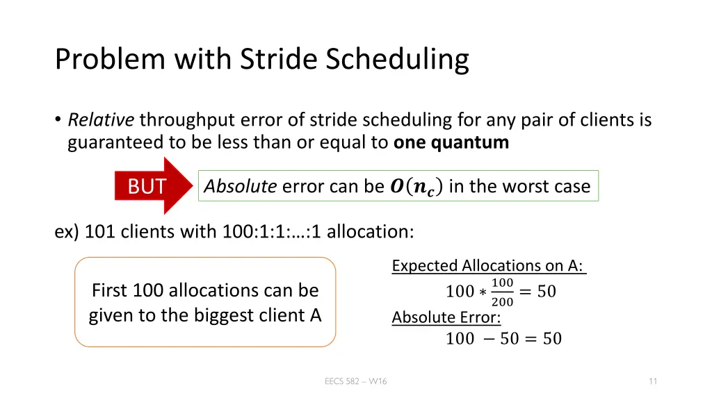problem with stride scheduling