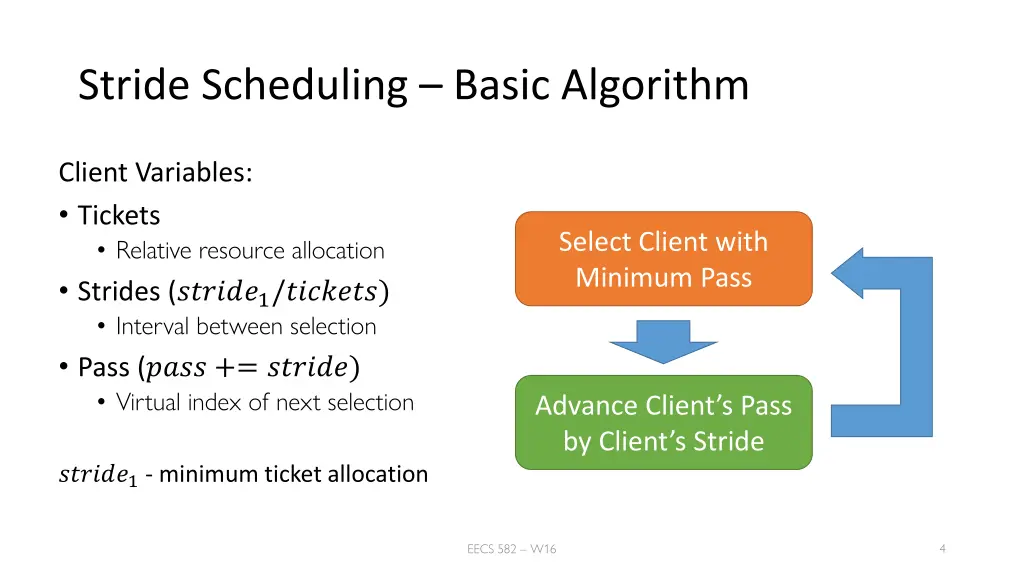 stride scheduling basic algorithm