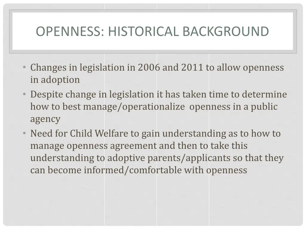 openness historical background