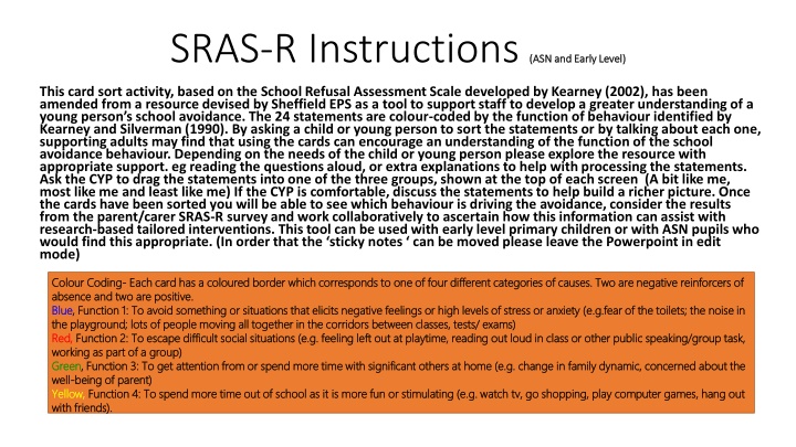 sras r instructions asn and early level