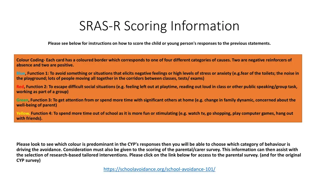 sras r scoring information