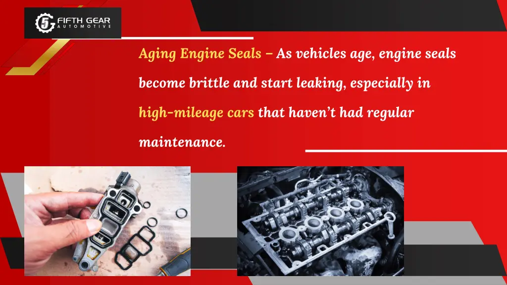 aging engine seals as vehicles age engine seals