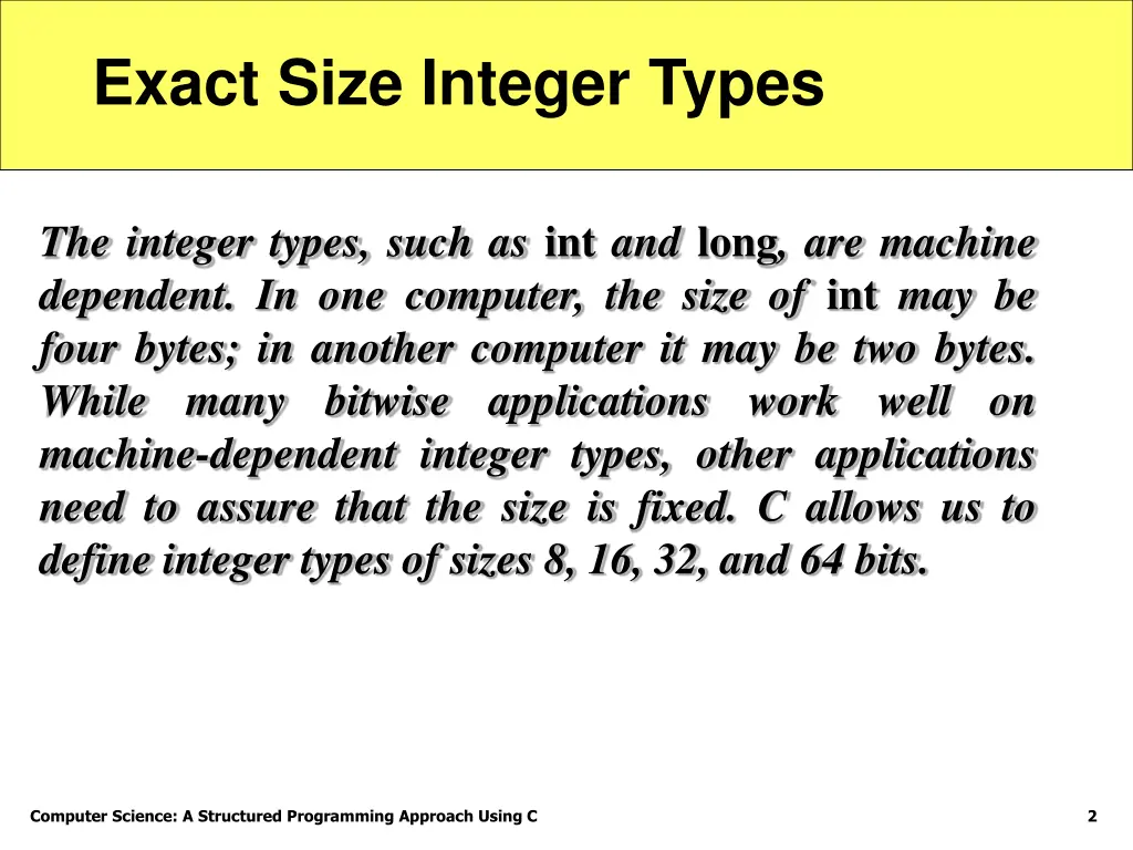 exact size integer types