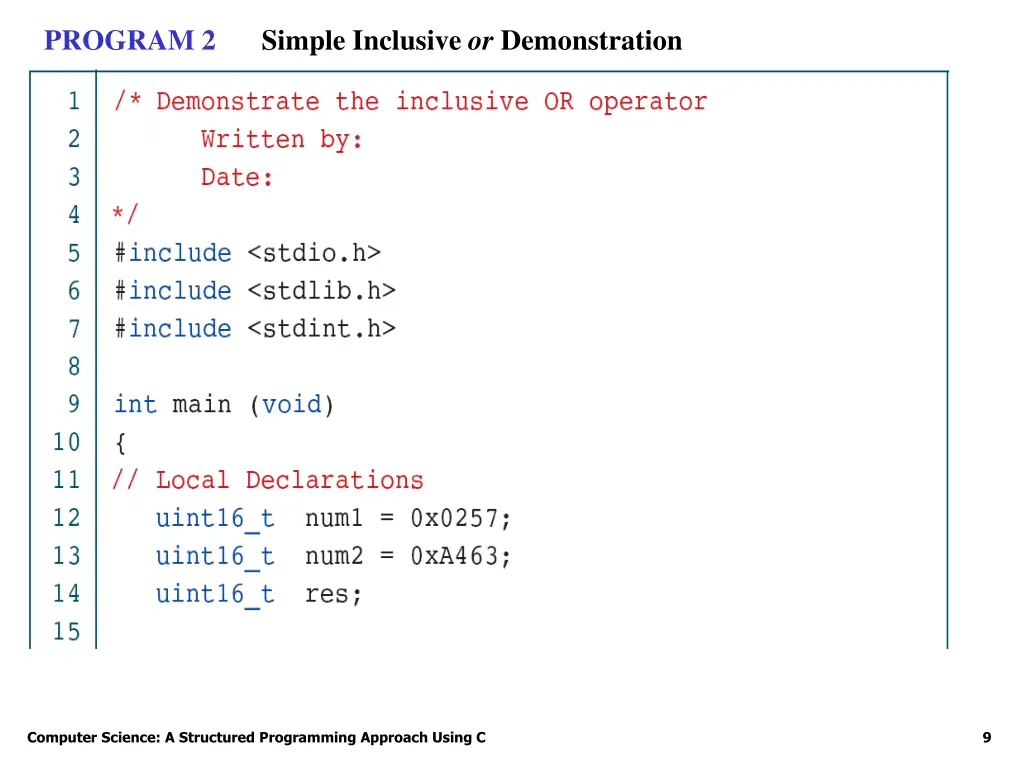 simple inclusive or demonstration